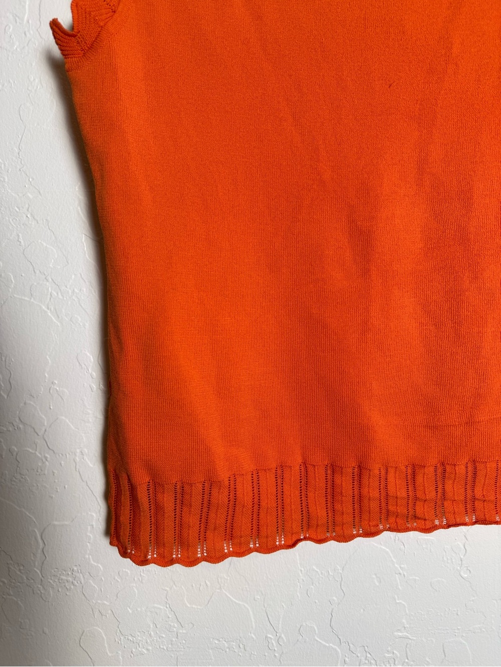 Sam Edelman Orange Scallop Trim Square Neck Sweater Tank Top XL - Picture 9 of 9